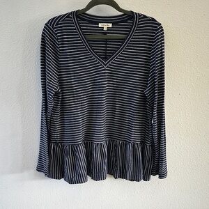 Cato Fashions Navy Striped Long Sleeve Top